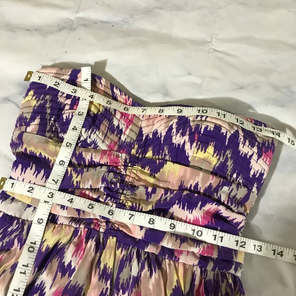 Parker Purple Abstract Design Strapless Silk Dress - Picture 4 of 8